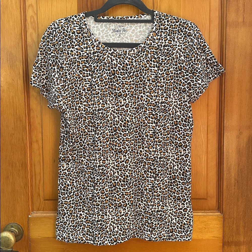 J. Crew Studio Tee - Animal Print Short Sleeve Top, Small